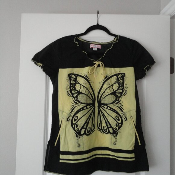 KOI scrub top/bottom/pants/black/S/butterfly motif/limited edition - Picture 2 of 16